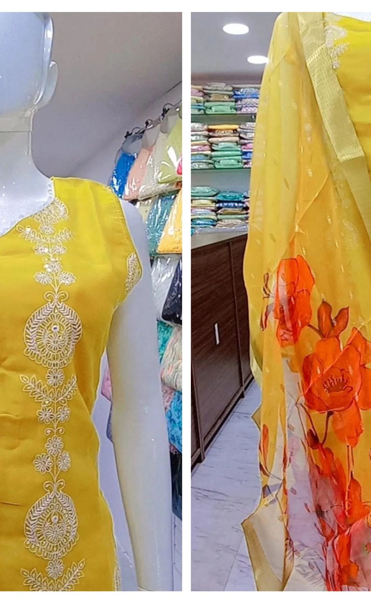 Yellow Three-Piece Fancy Kurta Set
