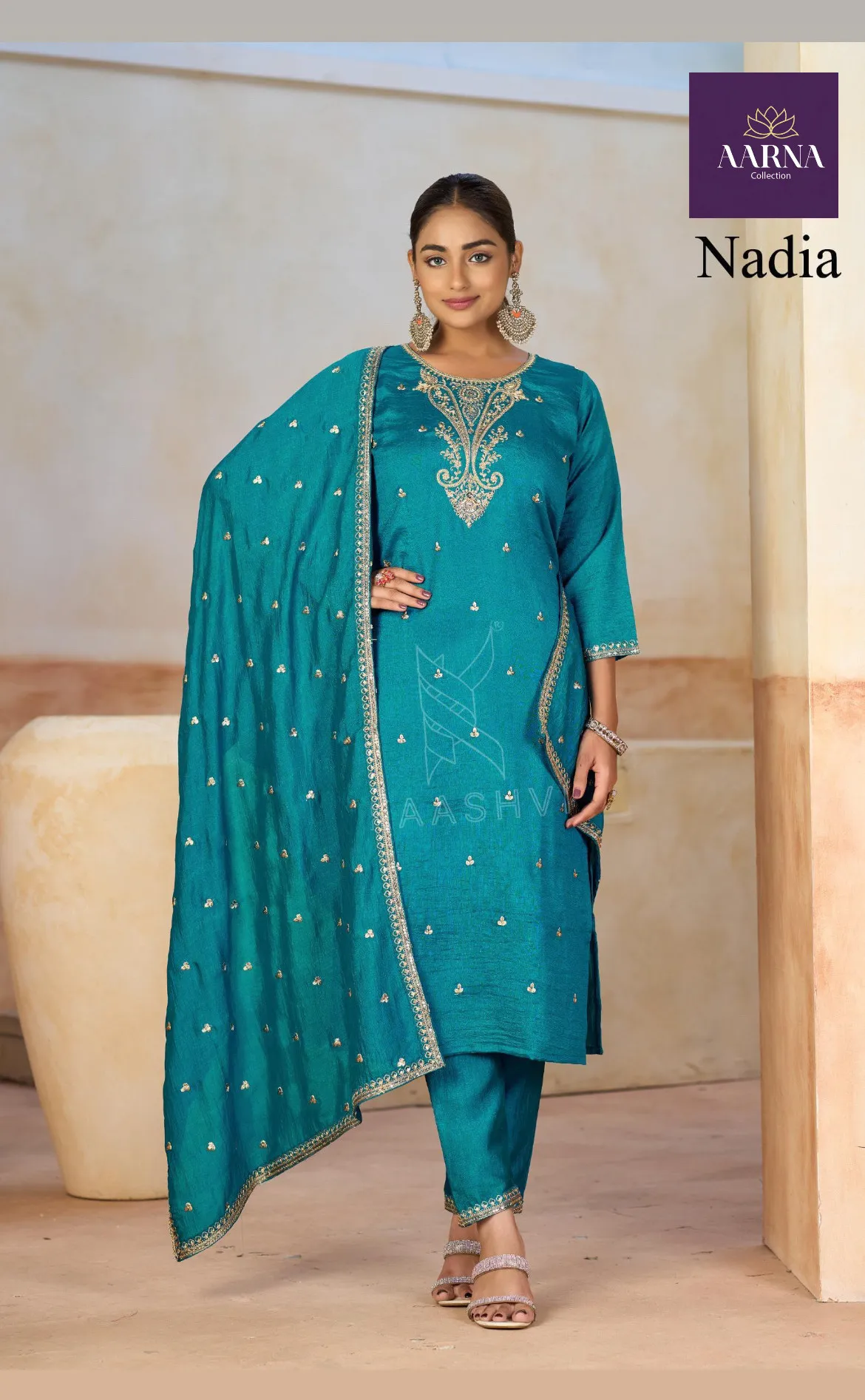 Vichitra Fabric 3-Piece Set