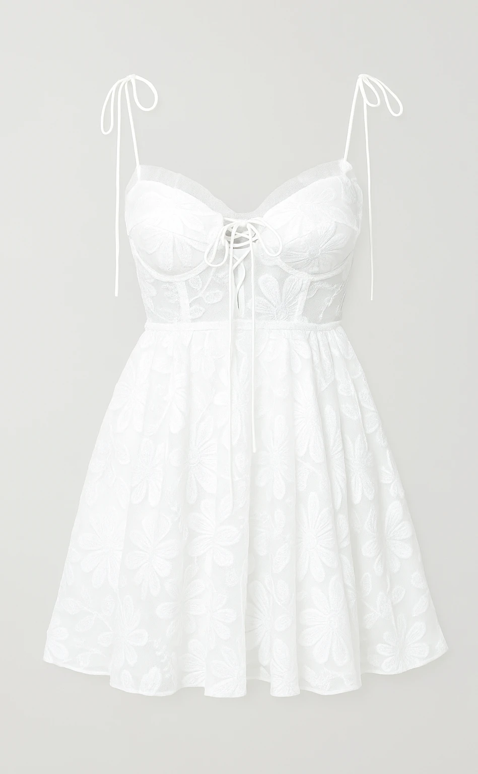 White Floral Embroidered Mini Dress