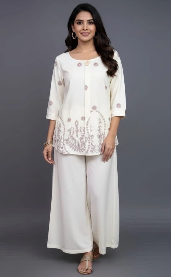 Ivory Embroidered Kurta Top