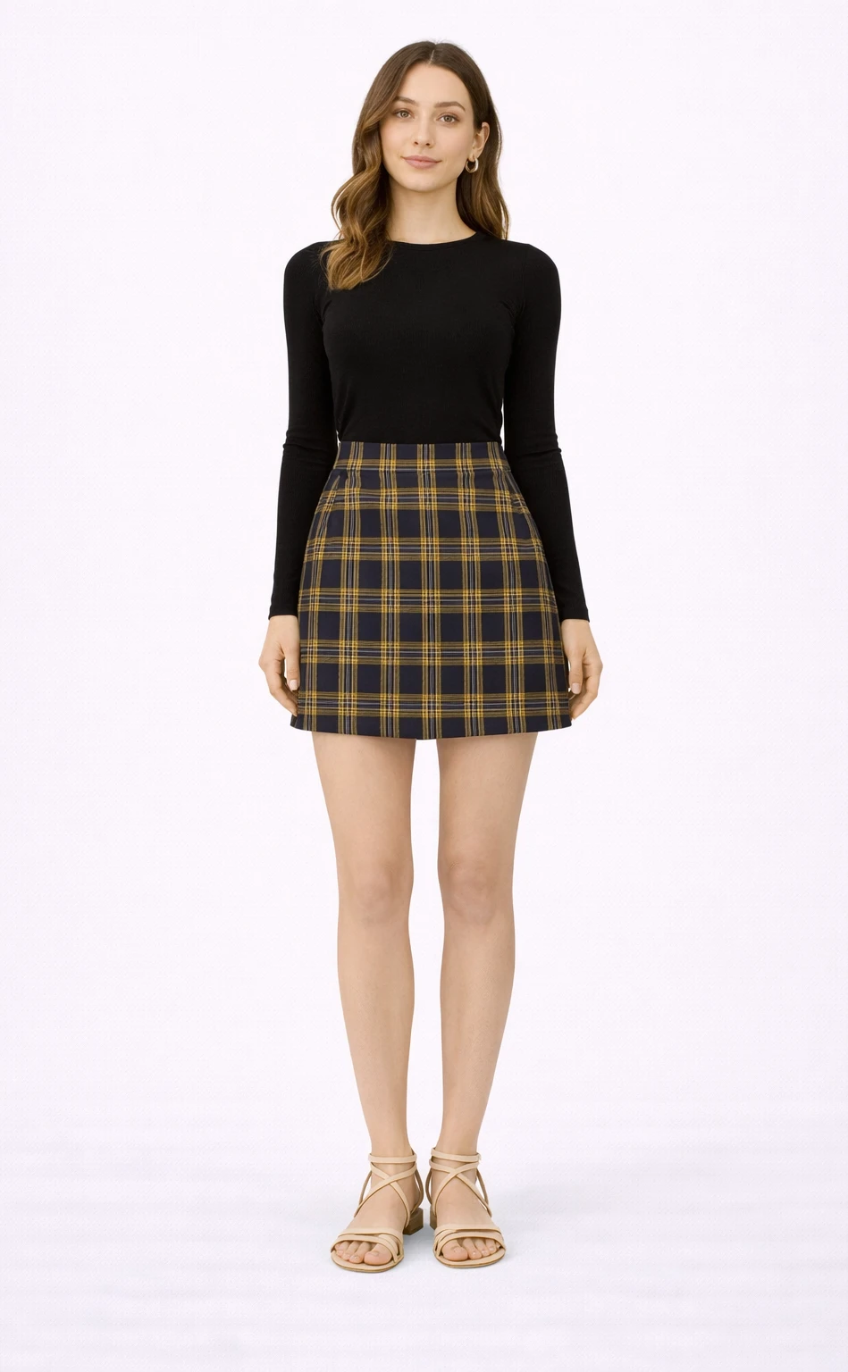 Chic Women's High-Waist Plaid A-Line Mini Skirt