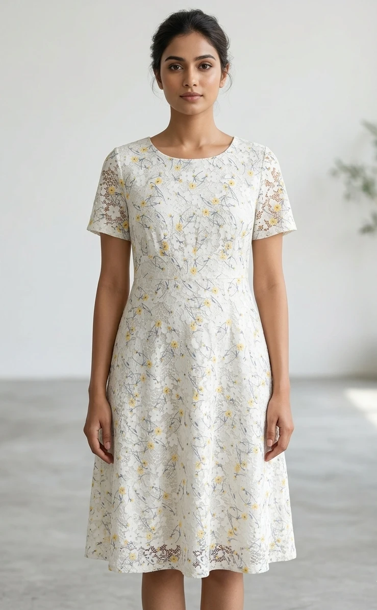 Chic Floral Lace Midi Dress for Women