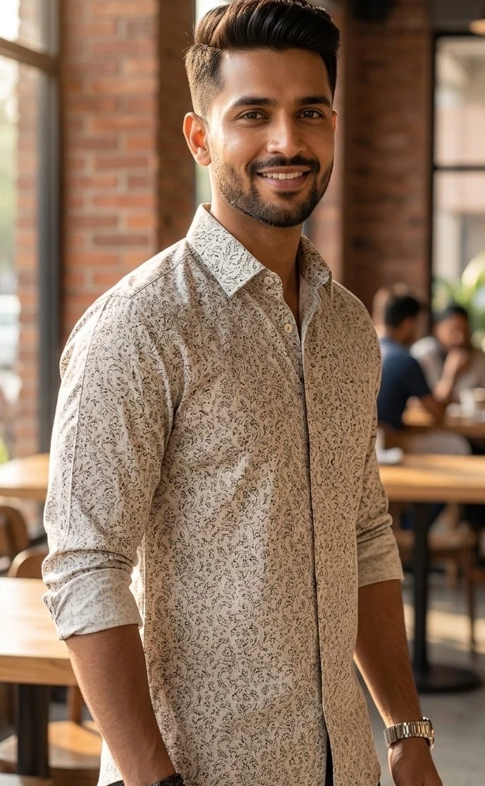 Stylish Men's Printed Casual Shirt with Unique Pattern