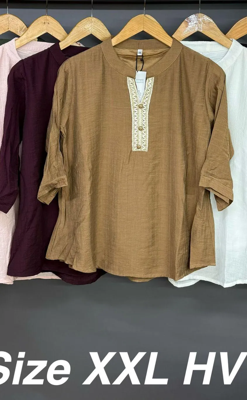 Stylish Women's Casual Kurti with Embroidered Placket