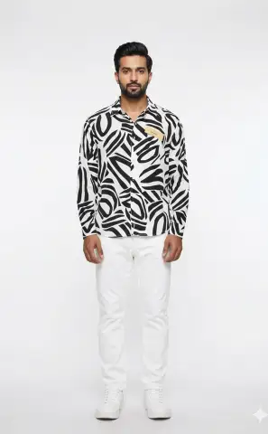 Men's Floral Print Casual Full Sleeve Cotton Shirt